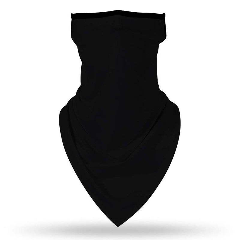 YAYOUREL يايوريل غطاء رقبة أسود سادة قناع وجه للرجال والنساء وشاح وجه صيفي UV غطاء قناع مع حلقة أذن ثقب مثلث قناع رأس لصيد السمك والجري وركوب الدراجات والتسلق - Image 3